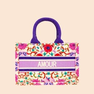"Amour" Color-Charged Floral Mini Tote Bag